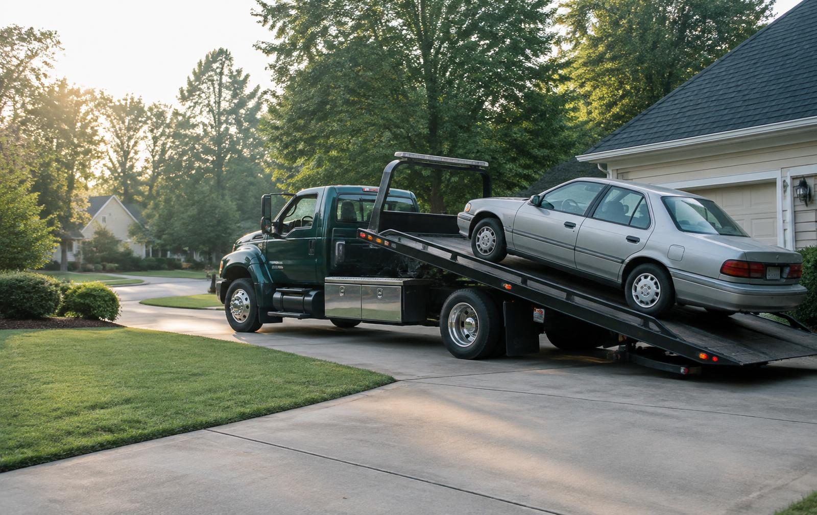 Unwanted sedan being loaded for free pickup